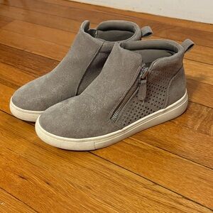 Rachel Zoe bootie sneakers taupe tan size 3 sparkly zippers high tops